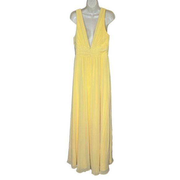 Ieena MAC DUGGAL Chiffon Wrap over A Line Gown in Buttercup Size 10 - Picture 5 of 6